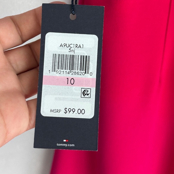 Tommy Hilfiger fit & flare dress size 10 ruffle sleeve crepe knit hot pink NEW - Picture 12 of 12